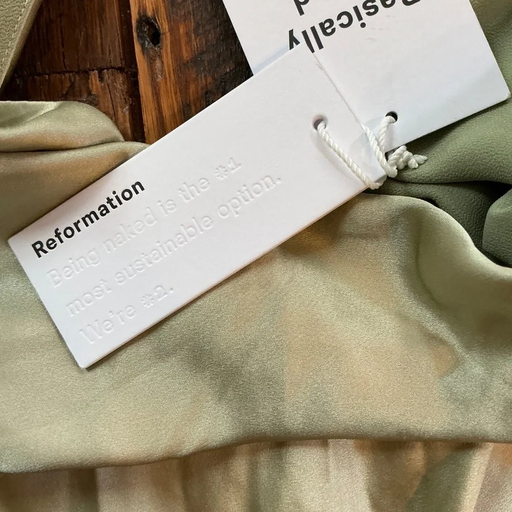 Reformation Niamh Silk Maxi Dress Green 12 NWT - Picture 8 of 12